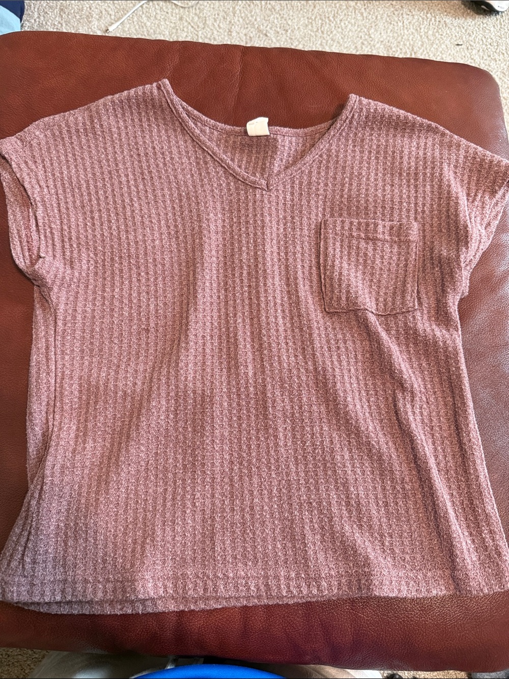 SHEIN Dusty Rose Textured Knit Tee